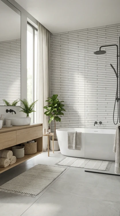 Rustic Lang 52 cm White Ziegelfliesen