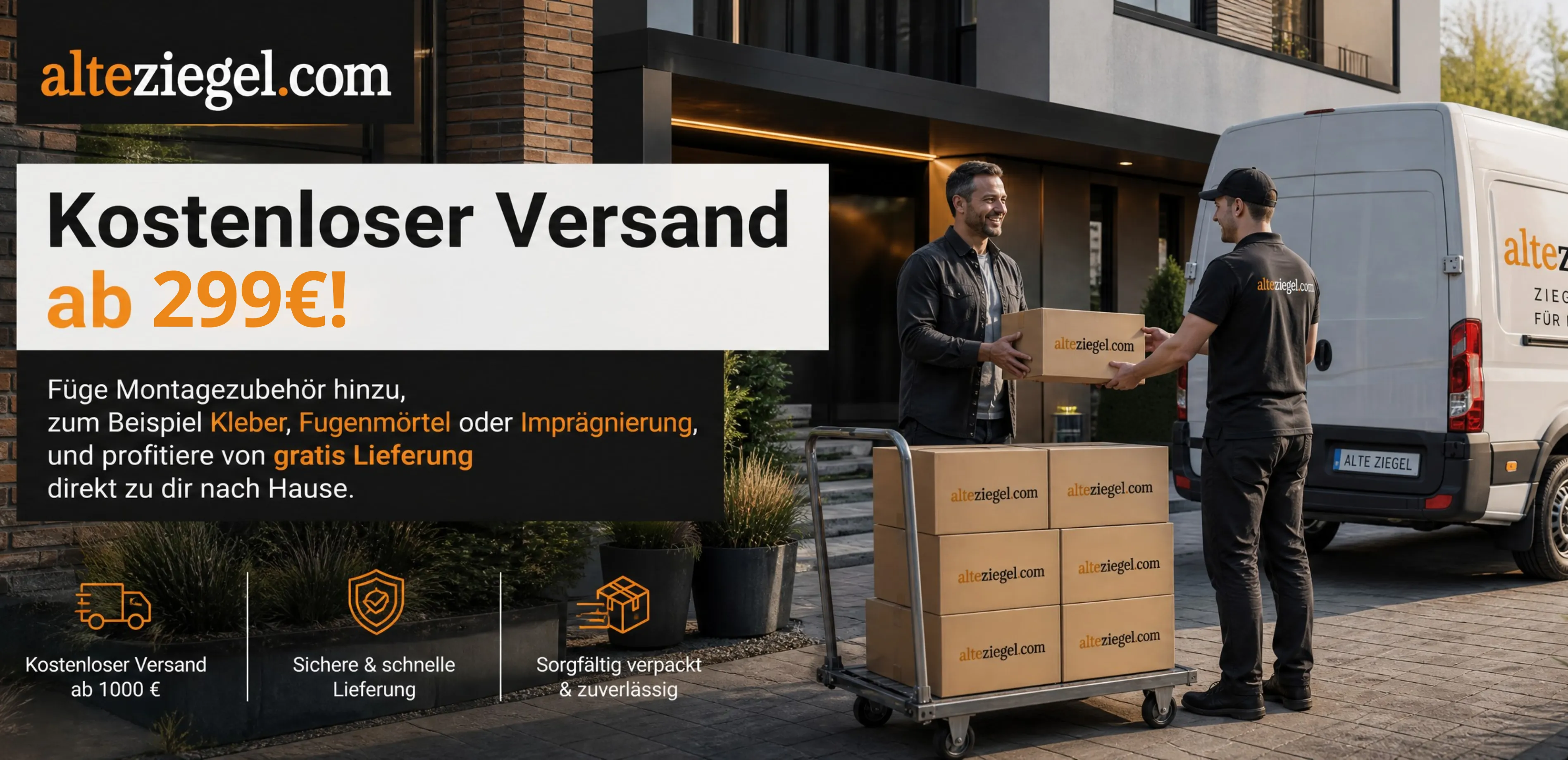 Kostenlose Lieferung ab 299 € – sparen Sie mehr beim Kauf von Ziegelplatten und Zubehör